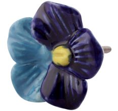 Navy Blue And Turquoise Ceramic Flower Knob Online